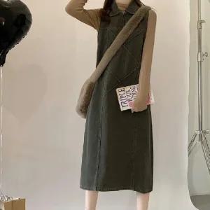 [아우트]빈티지 데님 카라 캐주얼원피스 민소매