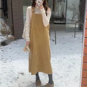 [아우트]코듀로이 멜빵 멜빵치마 원피스