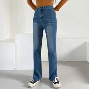 [아우트]푸니인 여성하의 밑단트임 스판 데님