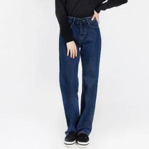 [아우트]여자바지 스타일 진청 워싱 여성 청바지