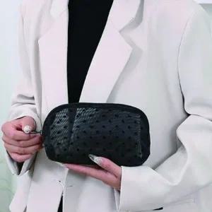 화장품 립밤 다양한 소지품을 깔끔하고 간편하게 휴대 매쉬 반원형 매쉬 파우치 실용적