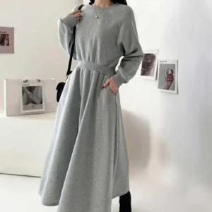 [아우트]코튼원피스루즈원피스 허리밴딩 롱 원피스