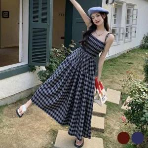 [아우트]패턴 튜브탑 A라인 민소매 롱 원피스