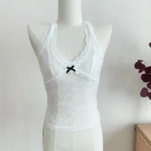 [아우트]데일리 홀터넥 레이스 크롭 이너탑