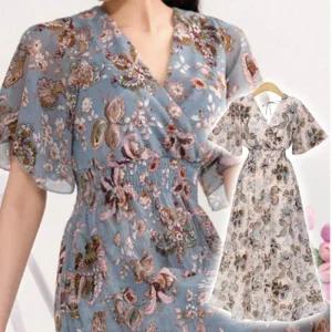 [아우트]반팔 간절기원피스 랩원피스 긴치마 출근 1P