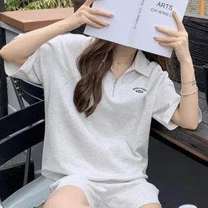 [아우트]반집업 트레이닝 상하의 여성반팔티 세트