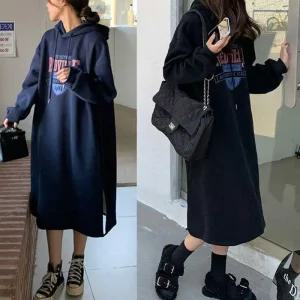 [아우트]면 박시 데일리원피스통원피스 후드 원피스