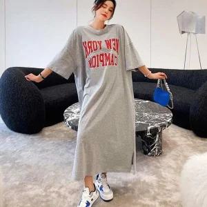 [아우트]레터링 반팔 롱원피스 원피스