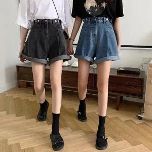 [아우트]조절 여자편한반바지 캐주얼 레그 청반바지