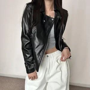 [아우트]기본 데일리자켓 슬림 유광 라이더자켓