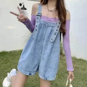 [아우트]데님 와이드핏 데일리 통바지멜빵