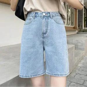 [아우트]데일리 여성 데님 여자흑청반바지 반바지