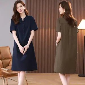 [아우트]오픈 차이나카라 하프 버튼원피스 원피스