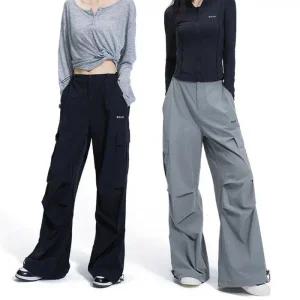 [아우트]여자 카고팬츠 와이드 바스락 허리 스트링 2