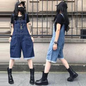 [아우트]귀엽고 발랄 나들이 코디템 데님멜빵반바지