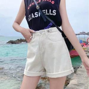 [아우트]하이웨이스트 여성용 하프팬츠