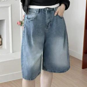 [아우트]데일리 앞핀턱 뒷밴딩 데님 청 핀턱 반바지