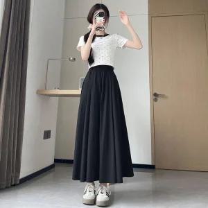 [아우트]여행룩 허리밴딩 머메이드스커트 롱치마