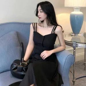 [아우트]데이트 룩 블랙 롱 원피스 드레스 여