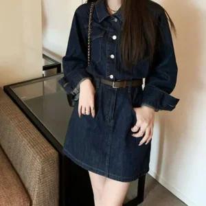 [아우트]진청 원피스 데님스커트 미니 데님패션