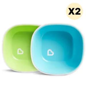 스엔코샵 논 이유식식기 아기그릇접시 블루그린2p