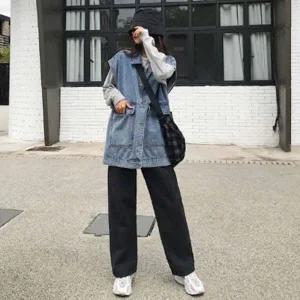 여성 워싱 레이어드 루즈핏 조끼 간절기 베스트