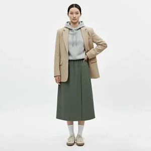 [샵앤]여성 밴딩 옆포켓 도톰원단 사선절개 랩스커트 팬츠 RBE-WPT-20871-카키