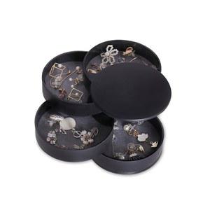 콘볼라 주얼리 정리함, 여성용 소형 보관함 귀걸이 홀더, 팔찌 링 팔찌용 뚜껑이 있는 5겹 회전 여행용 트레이 케이스(블랙)