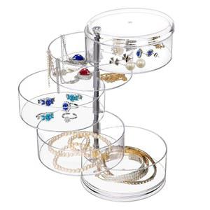 귀걸이 헤어 액세서리 및 미용 용품 목걸이 팔찌(5겹)를 위한 LETURE 5겹 회전식 보석 보관 정리함 상자