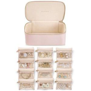 여행을 위한 블랜도 주얼리 박스 정리함, 딸을 졸업 선물, 귀걸이 목걸이 반지를 12개의 벨벳 백이 포함된 케이스, 발렌타인 데이, 생일, 여성 핑크를 결혼 선물