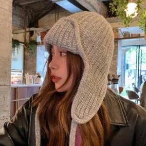 /신상오픈런 여성용 사랑스러운 꽈배기 니트 귀마개 모자