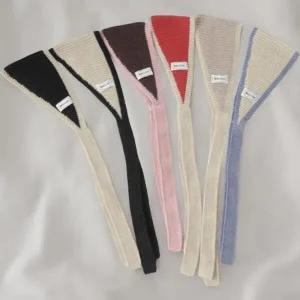 /신상오픈런 여성 배색 니트 귀도리 삼각형 겨울 귀마개