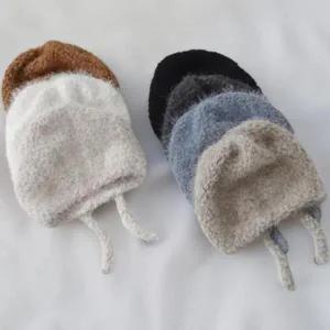 /신상오픈런 여성 앙고라 부클 니트 모자 겨울 해파리 끈