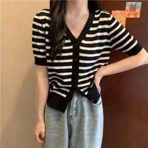 브이넥 슬림핏 숏 가디건 BI00020 가디건 볼레로가디건 미니 미니 여름 여성