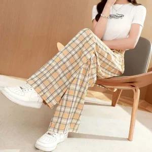 여름 쿨 바캉스 휴가 체크무늬 밴딩 팬츠 바지