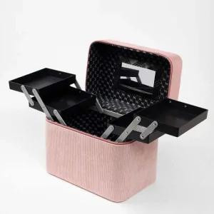 코듀로이 3단 메이크업가방핑크 코듀로이 3단 메이크업가방 핑크