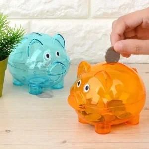 돼지 칼라 투명 돼지저금통 저금통 인테리어
