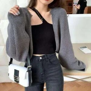 니트 루즈핏 캐주얼 소재 볼레로 여성 가디건 봄 아우