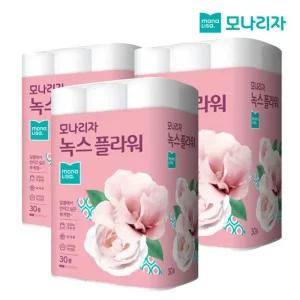 [모나리자] 녹스 플라워 2겹 1,200m 대용량 화장지 40m 30롤 X 3개 (총90개)