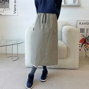 여자 롱치마 카고 트렌드 3컬러 1P 데일리 일상 밴딩