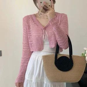 F007515_망니트 미니가디건 볼레로 레이스니트가디건