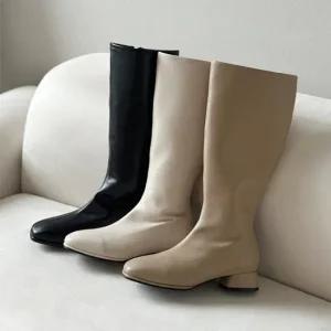 여성 데일리 로우힐 집업 롱부츠