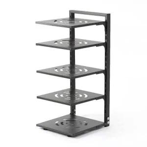 [콩심팥심]높이조절 주방 수납 선반 5단 프라이팬 냄비 정리함 그레이