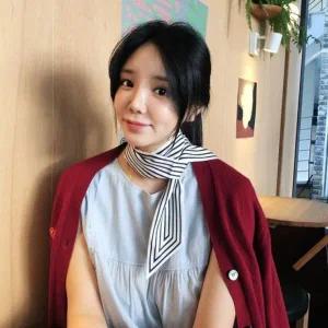 [콩심팥심]손수건마니아 스트라이프 목 화이트 타이 스카프 롱타이