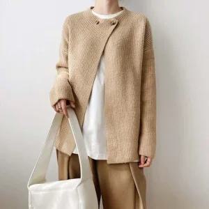 유니크 투버튼 데일리 니트 골지 랩 가디건