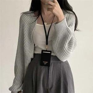 크롭 볼레로 가디건 긴팔 가오리 니트 숏 오버핏 여성