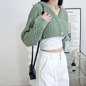 국산 여자 숏 크롭 볼레로 가디건