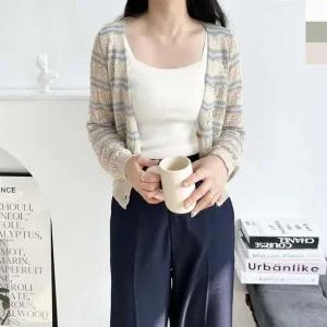 2LCBB 1032 여자썸머펀칭니트가디건 뜨개 볼레로가디