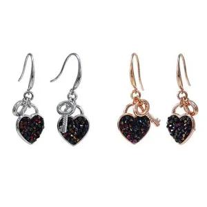 [콩심팥심]오스트리아 크리스탈 블랙 후크 하트 열쇠 귀걸이 326