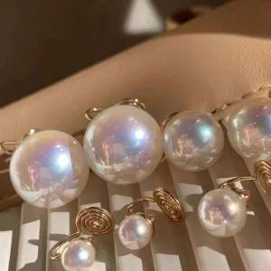 여성 진주 귀걸이 패션 포인트 귀찌 클립형 고리형